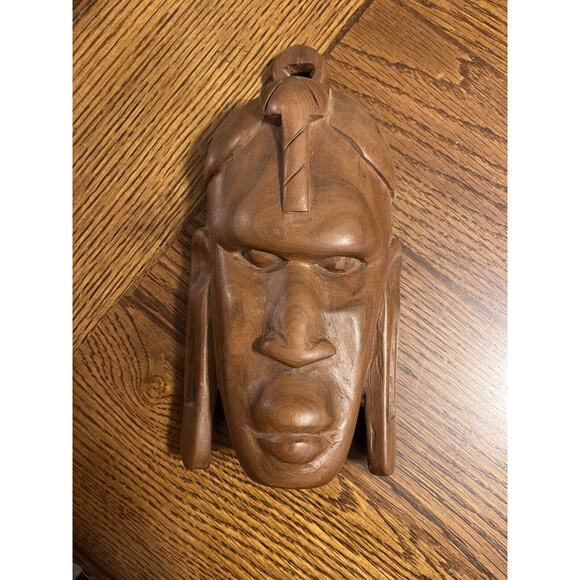 Beautiful 8” Vintage Hand-Carved Wood African Tribal Mask Wall Hanging Long Ears - Picture 4 of 4